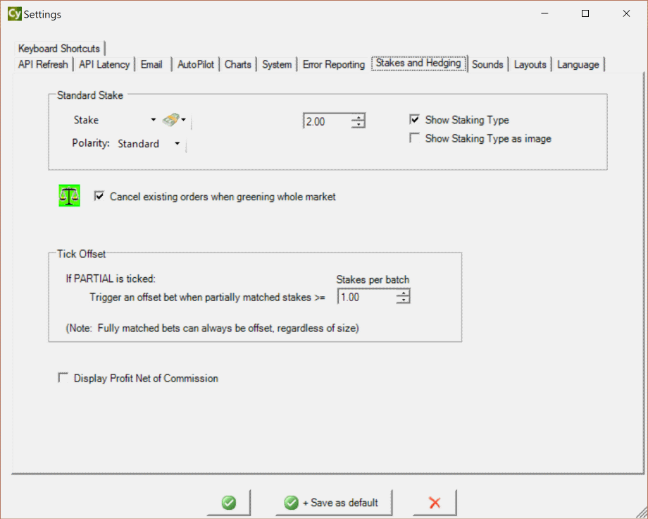 Setting Default Stake Type in Advanced Cymatic Trader